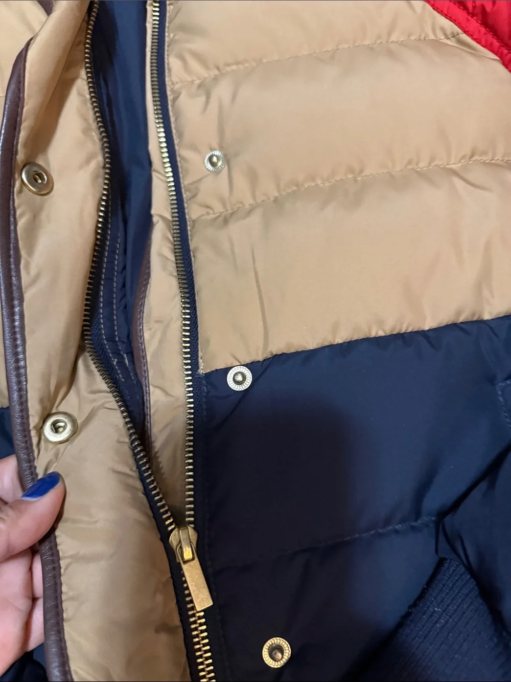 J. Crew Kids Colorblock Puffer Jacket in Red, Tan & Navy